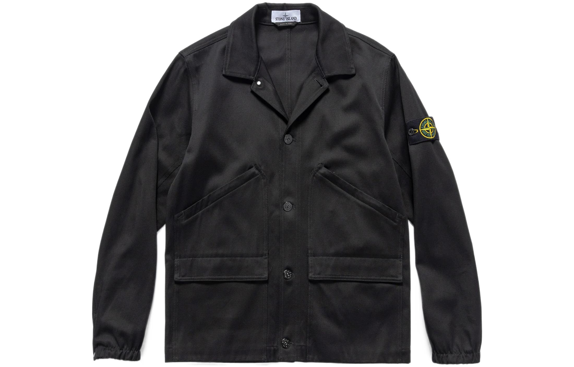 Stone Island Black Cotton Double-Pocket Long-Sleeve Blazer Jacket 7515A0302-V0029