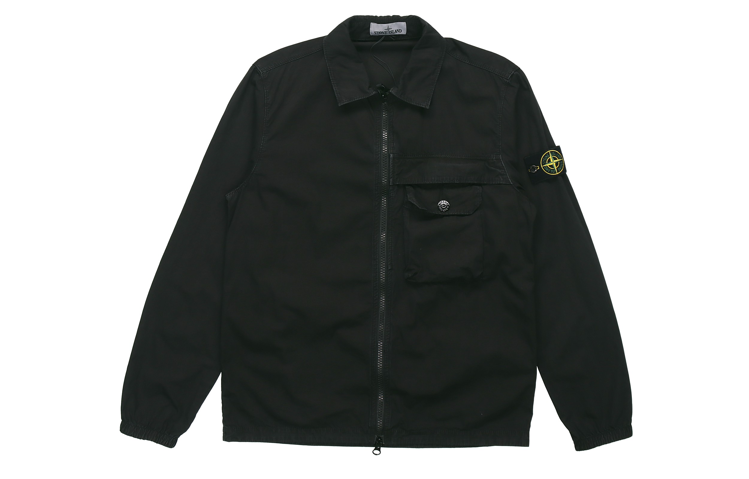 Order Stone Island Jaket Klasik Hitam Kapas Celup dengan Poket Zip 7315107WN-V0129