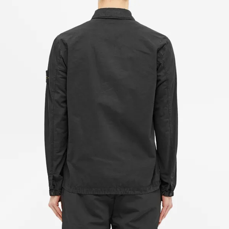 Details for Stone Island Jaket Klasik Hitam Kapas Celup dengan Poket Zip 7315107WN-V0129
