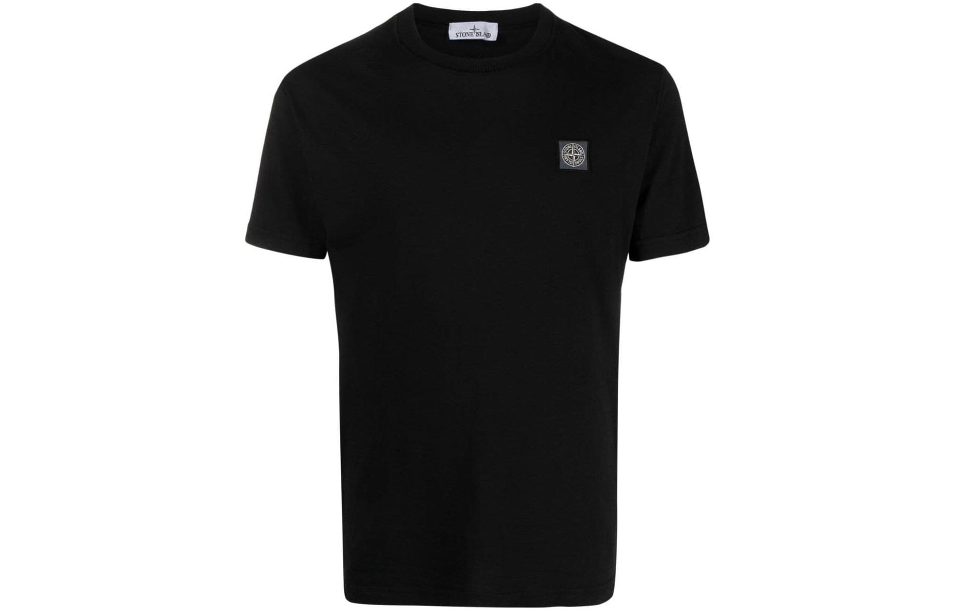 STONE ISLAND Black Crew Neck Short Sleeve T-Shirt Men. 801523757-A0029