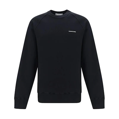 Stone Island Black Crewneck Logo Print Long Sleeve Sweatshirt for Men 801560755-V0029