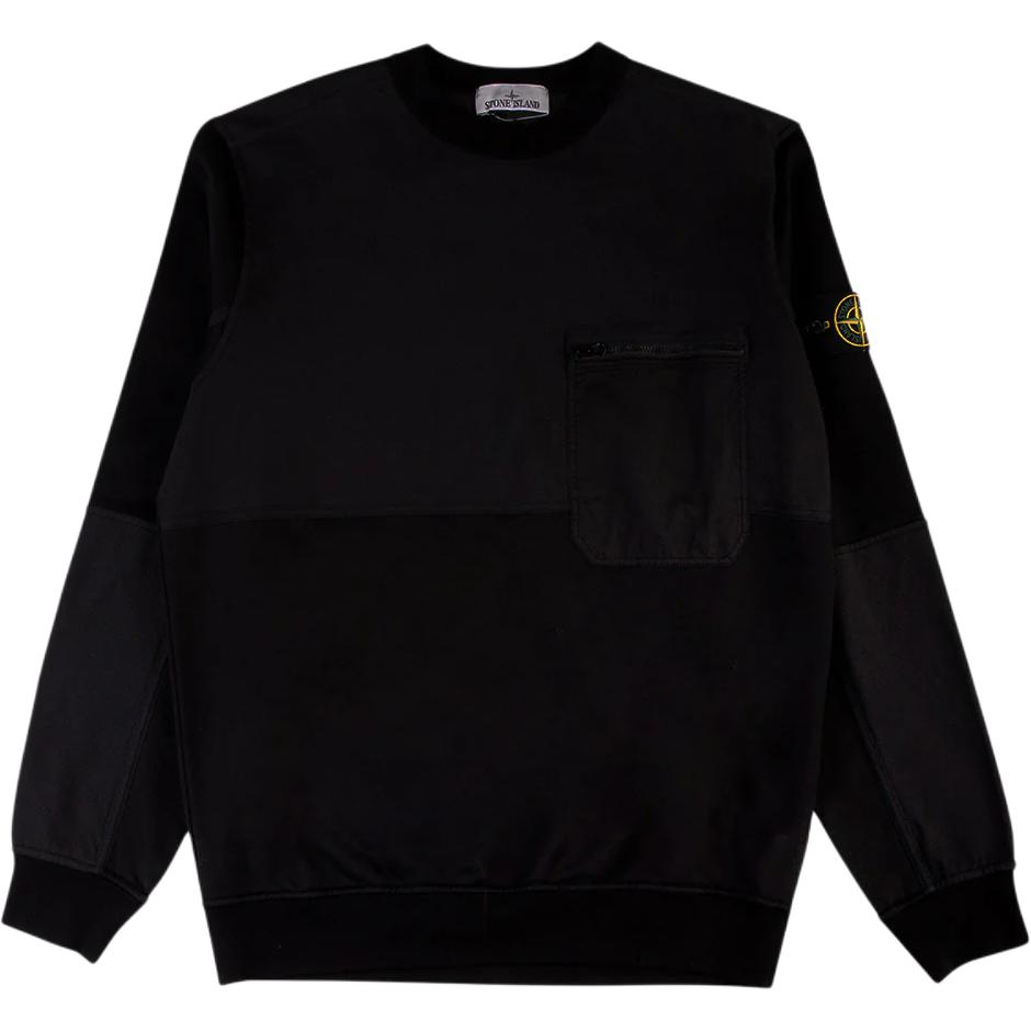 Stone Island Black Crewneck Logo Slim-Fit Long-Sleeve Sweatshirt 801565677-V0029