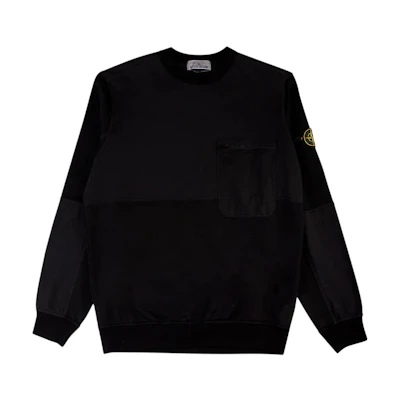 Stone Island Black Crewneck Logo Slim-Fit Long-Sleeve Sweatshirt 801565677-V0029