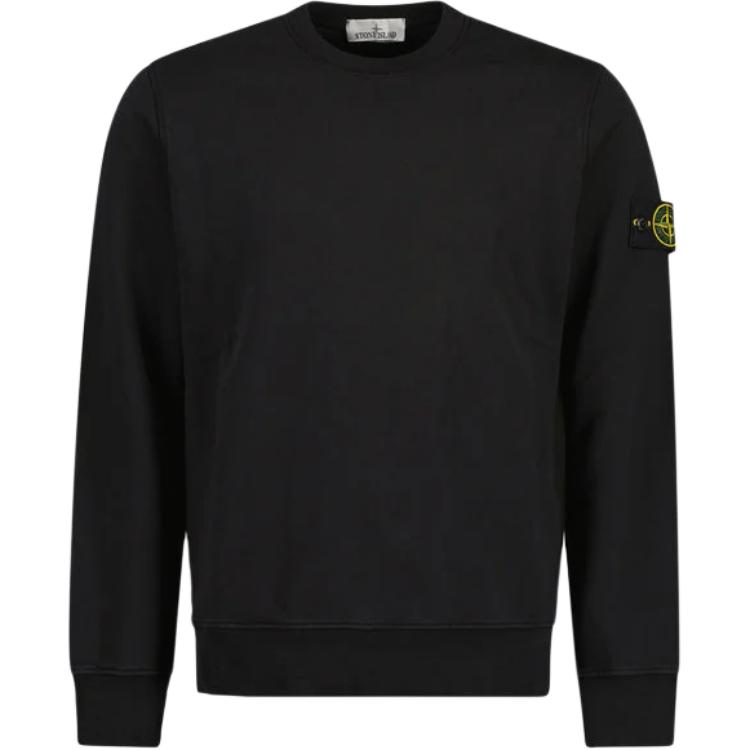 Stone Island Black Crewneck Sweatshirt with Embroidered Logo for Men 101563051-V0029