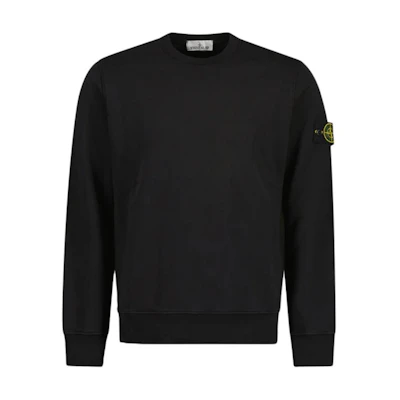 Stone Island Black Crewneck Sweatshirt with Embroidered Logo for Men 101563051-V0029