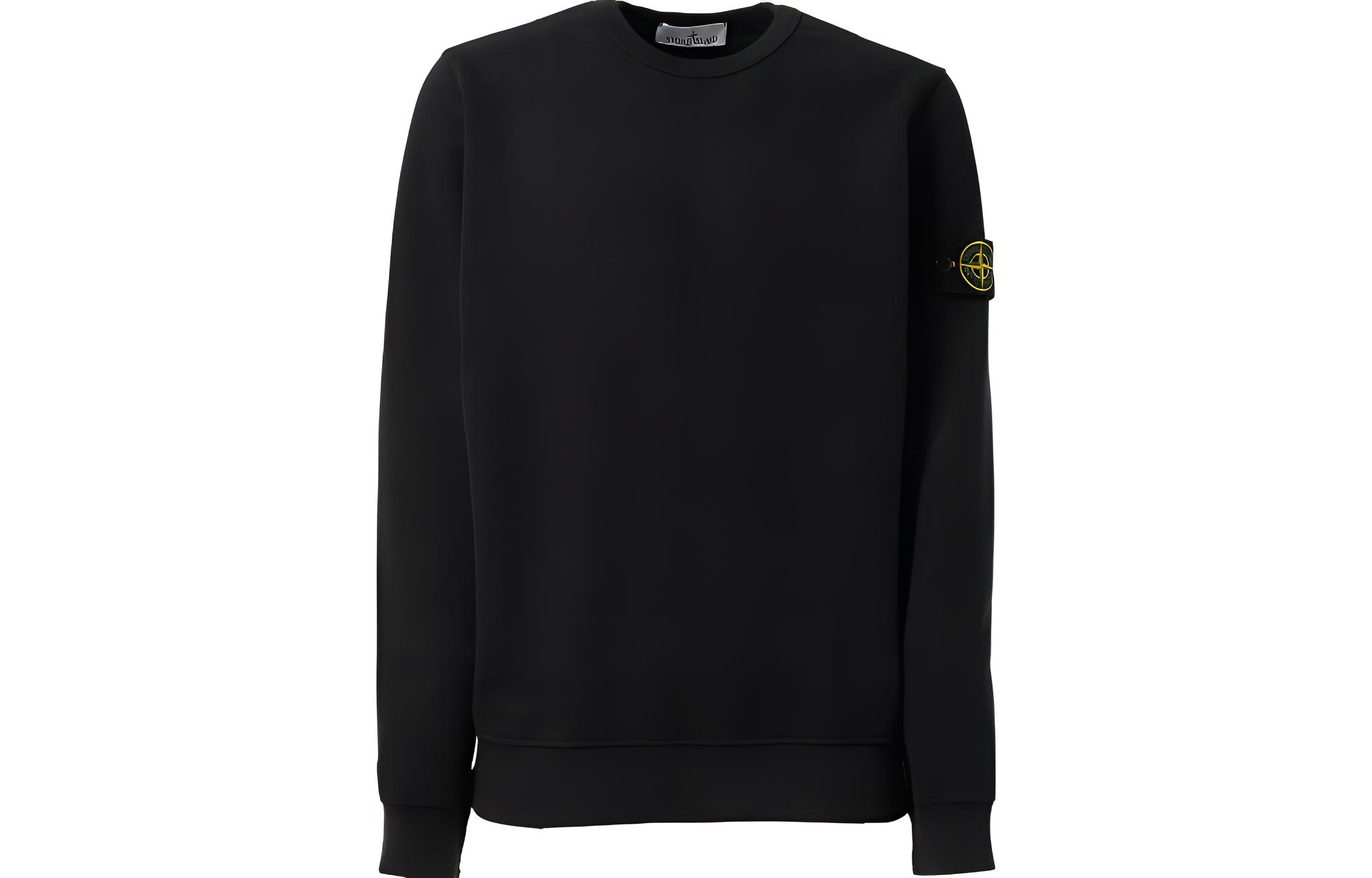 Stone Island Black Crewneck Sweatshirt with Logo Badge for Men 7915-624-20-BLK