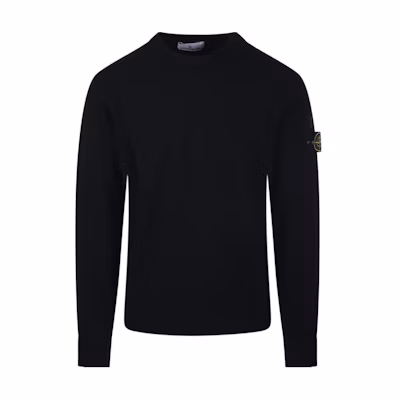 Stone Island Black Crewneck Sweatshirt with Logo for Men - Slim Fit POIZON240715185