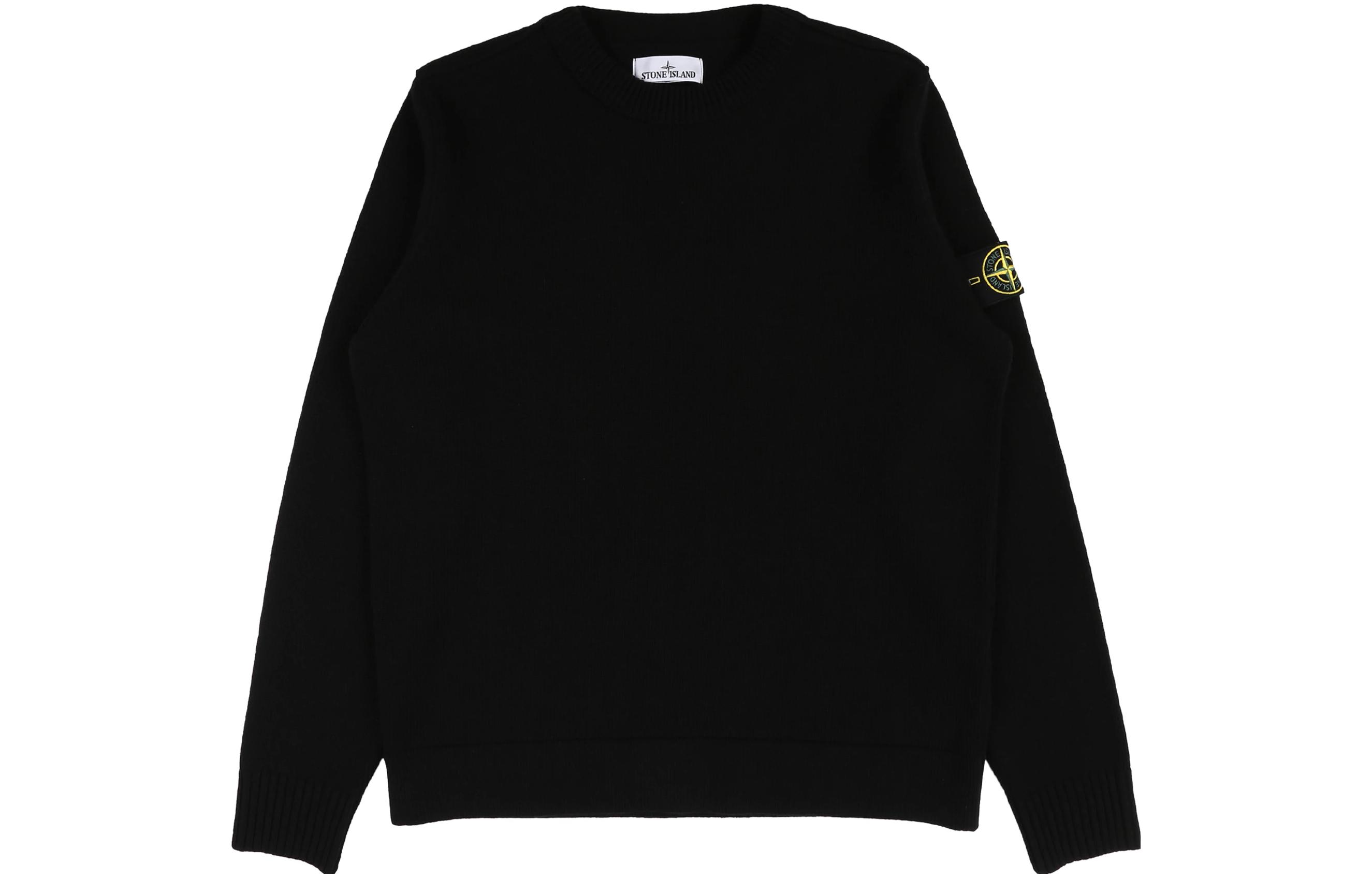 Stone Island Black Crewneck Sweatshirt with Logo Patch for Men 7915531B6-V0029