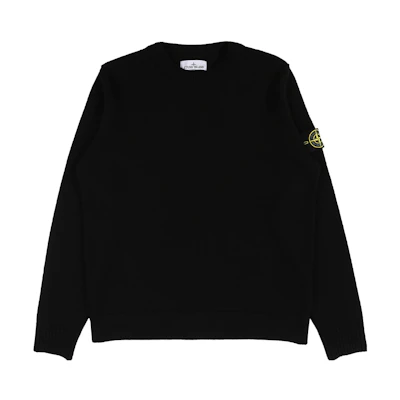 Stone Island Black Crewneck Sweatshirt with Logo Patch for Men 7915531B6-V0029