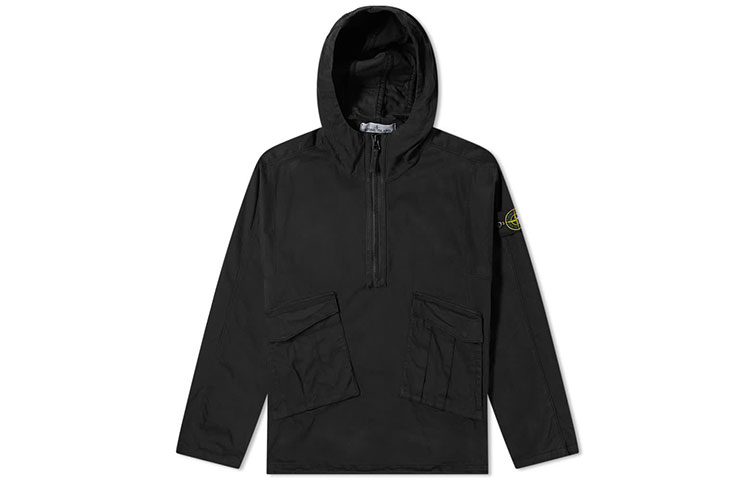Stone Island Black Drawstring Zip-Up Hoodie Jacket  Black 731561150-V0029