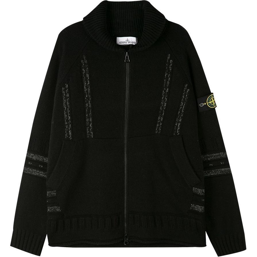 Stone Island Black Graphic Print Zip Collar Jacket 7715536D1-V0029