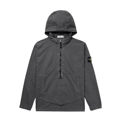 Stone Island Black Half-Zip Hoodie Jacket with Print and Embroidery for Men 7915103WN-V0162
