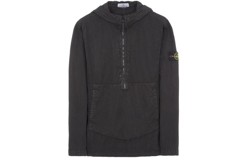 Stone Island Black Hooded Jacket with Logo Badge for Men 7915103WN-V0129