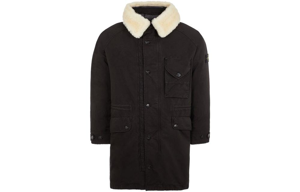 Stone Island Black Hooded Mid-Length Jacket 791570449-V0029