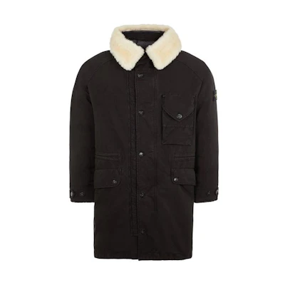 Stone Island Black Hooded Mid-Length Jacket 791570449-V0029