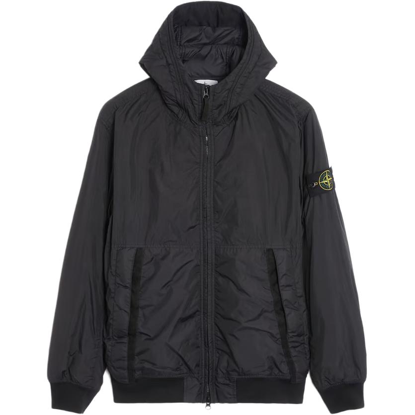 Stone Island Black Hooded Zip-Up Jacket 791540823-A0020