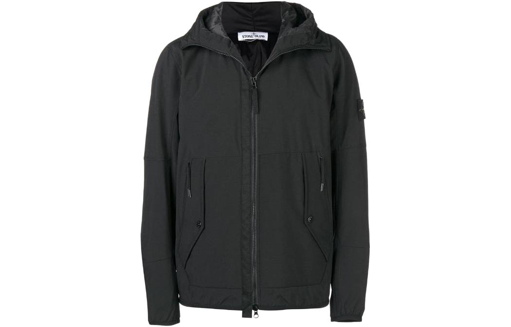 Stone Island Black Hooded Zip-Up Loose-Fit Long Sleeve Jacket 691541027-V0029
