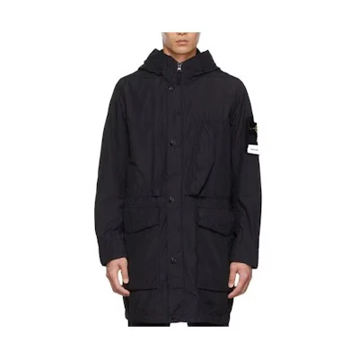 Stone Island Black Hooded Zip Jacket with Left Sleeve Badge 761570132-V0090