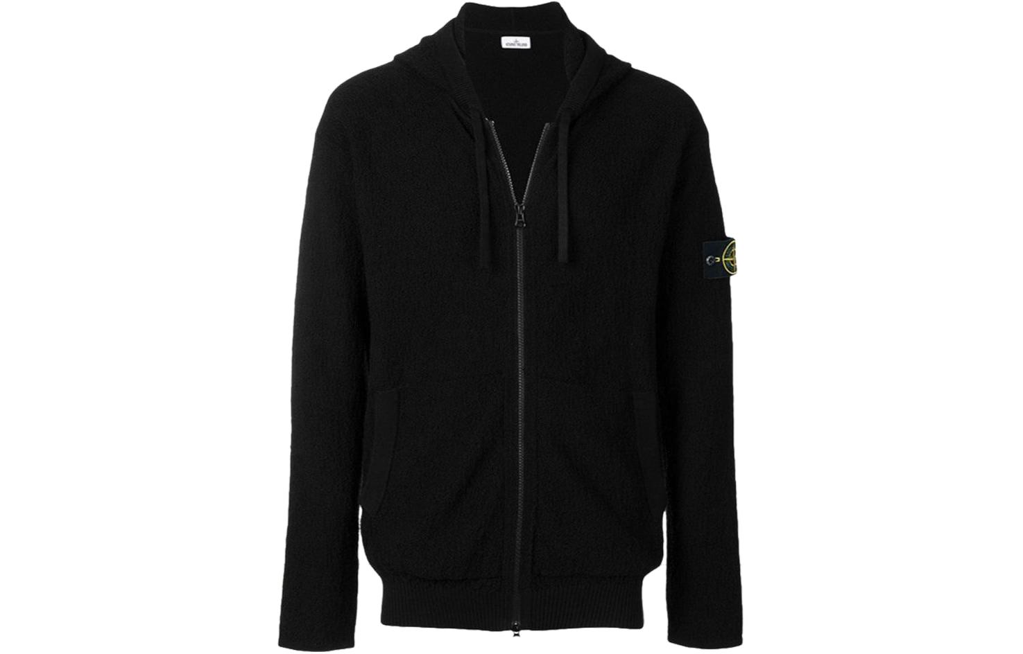 Stone Island Black Hoodie Jacket with Logo for Men 7015522D5-V0029
