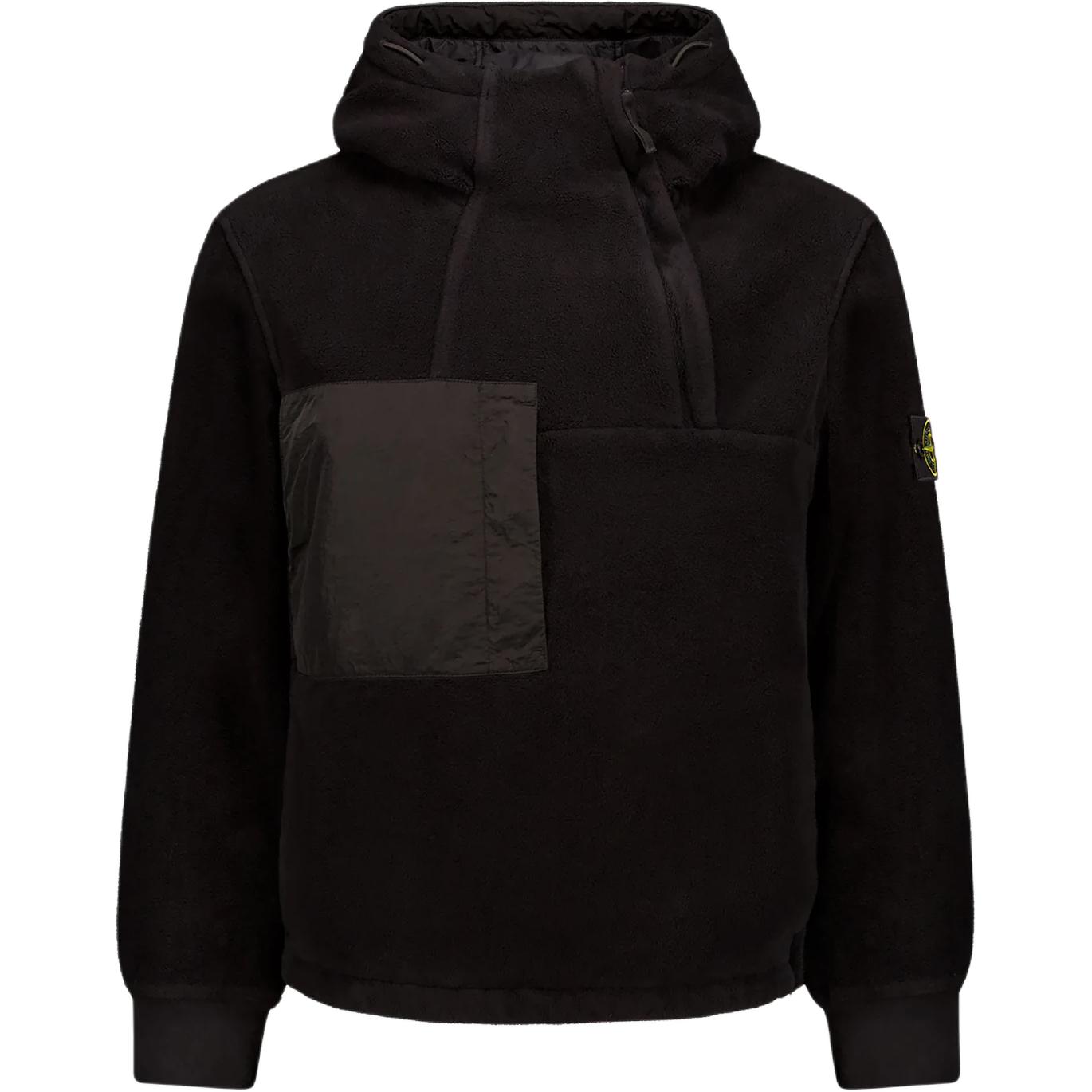 Stone Island Black Hoodie with Badge Logo Long Sleeve - Slim Fit 811542753-V0029