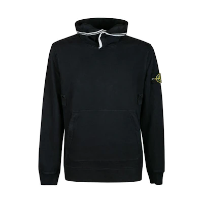 Stone Island Black Hoodie with Logo and Long Sleeves 751560620-V0020