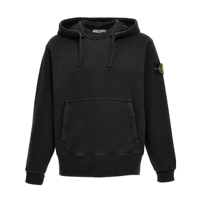 Stone Island Black Hoodie with Logo Patch for Men 791566455-V0129