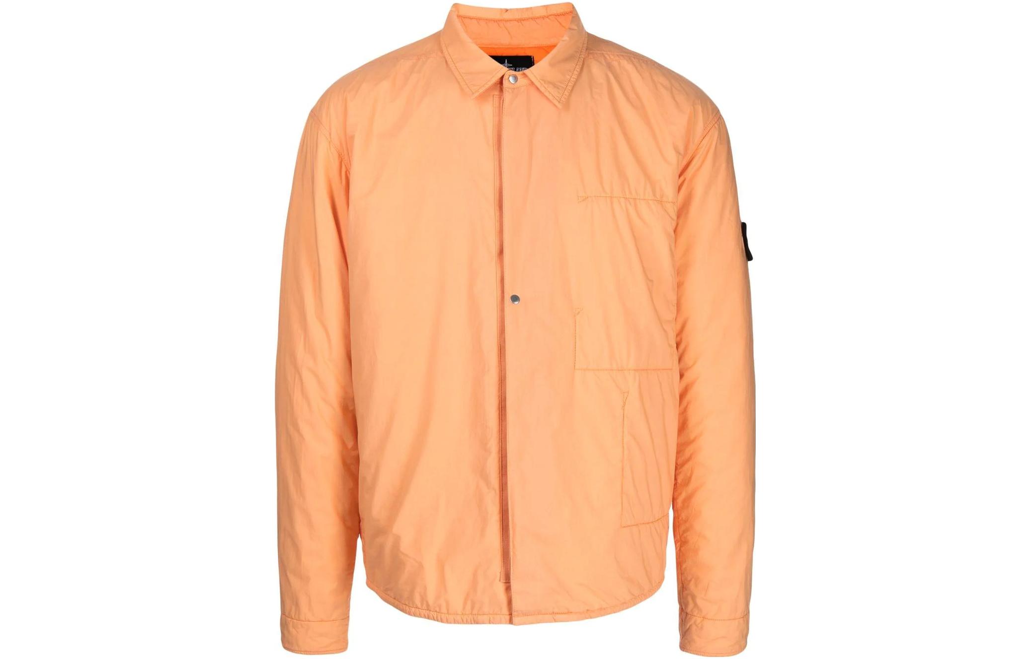 Stone Island Black Label Embroidered Logo Polo Collar Jacket Orange 761910412-V0032