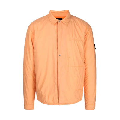 Stone Island Black Label Embroidered Logo Polo Collar Jacket Orange 761910412-V0032