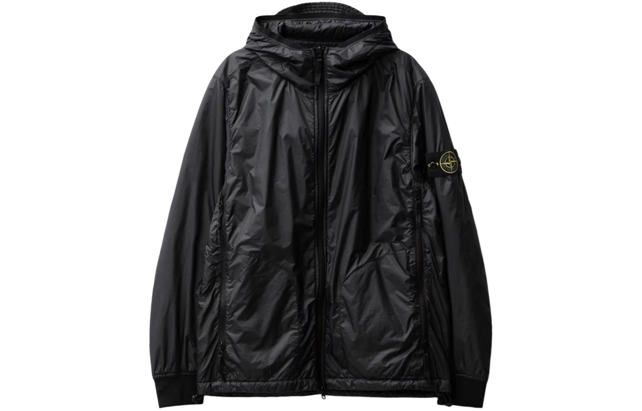 Stone Island Black Lightweight Foldable Hooded Jacket - Casual Style 7915Q0325-V0029