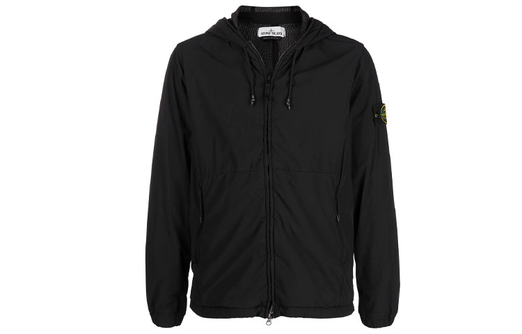 Stone Island Black Lightweight Logo Patch Zip-Up Hoodie Jacket 741542731-V0029