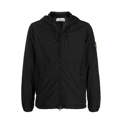 Stone Island Black Lightweight Logo Patch Zip-Up Hoodie Jacket 741542731-V0029