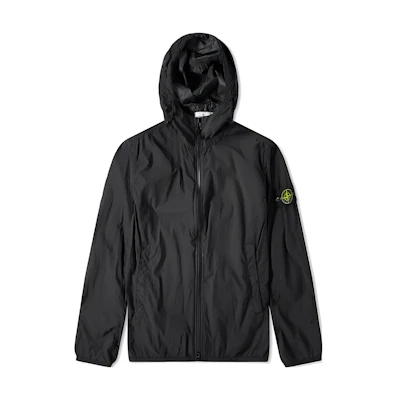 Stone Island Black Logo Hoodie Zip-Up Jacket for Men 701544731-V0029