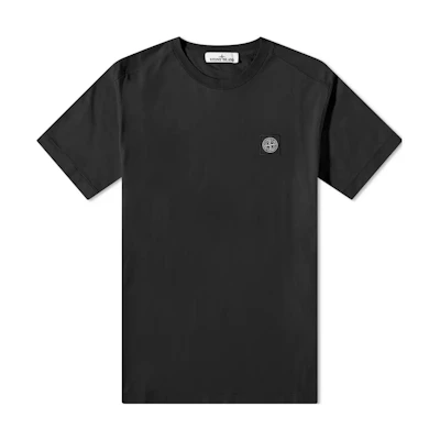 STONE ISLAND Black Logo Patch Cotton Crewneck Oversized T-Shirt SS23 Men. 101524113-A0029