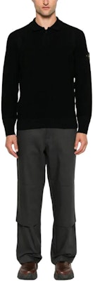 STONE ISLAND 黑色標誌補丁男士長袖針織毛衣 8115558A4-V0029 Details for STONE ISLAND 黑色標誌補丁男士長袖針織毛衣 8115558A4-V0029