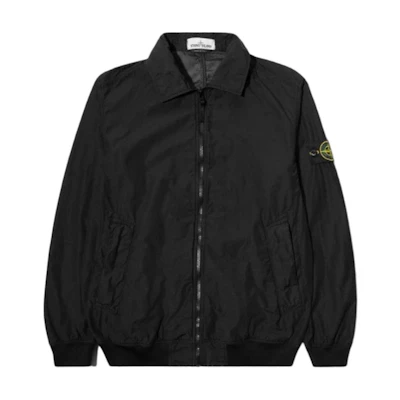 Stone Island Black Logo Patch Zip-Up Collared Jacket - Long Sleeve 721541832-V0029