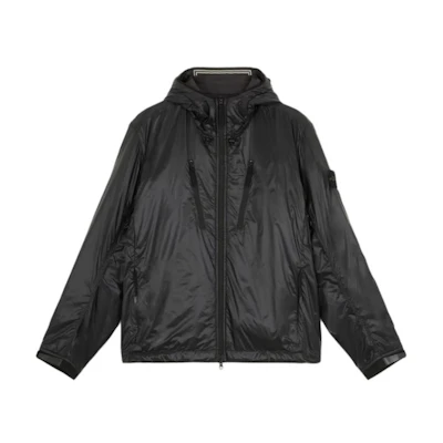 Stone Island Black Logo Patch Zip-Up Hoodie Jacket Men 8115Q0425-V0029