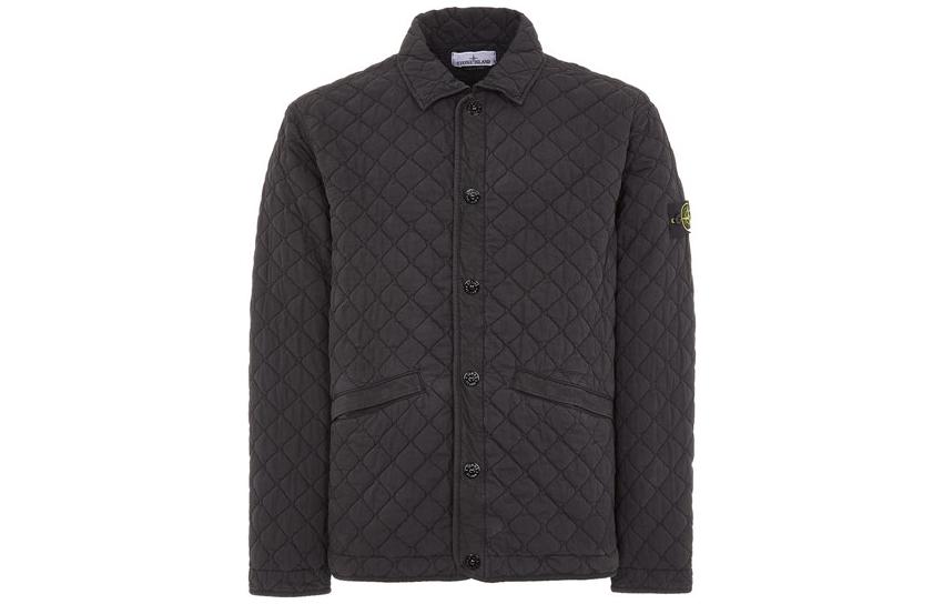 Stone Island Black Logo Print Cotton Long-Sleeve Jacket for Men 7915Q0933-V0020