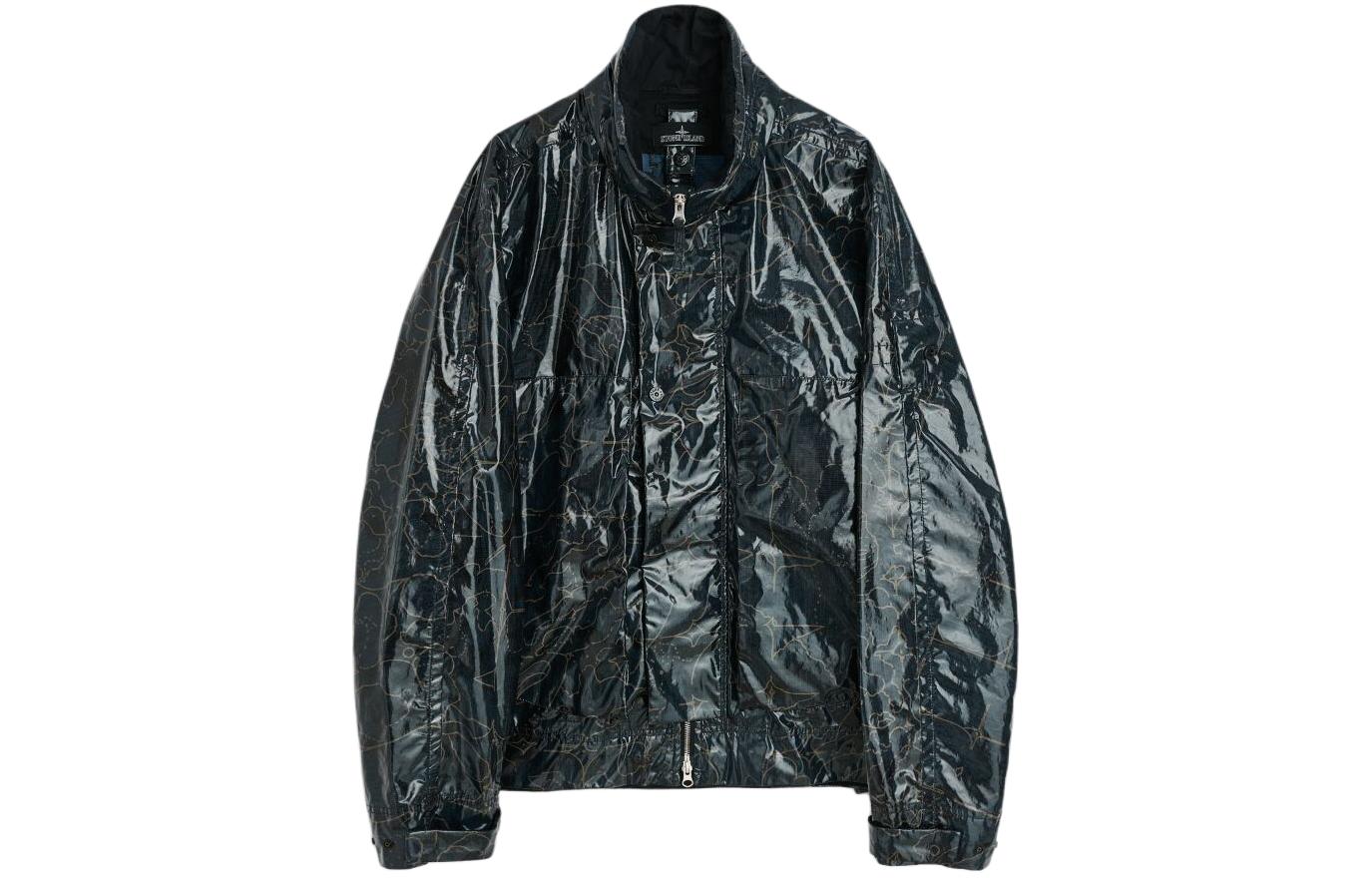 Stone Island Black Logo Print Long-Sleeve Jacket Unisex 771941116-V0029