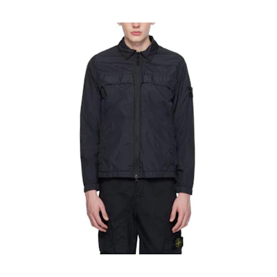 Stone Island Black Logo Zip-Up Collared Jacket POIZON240717640