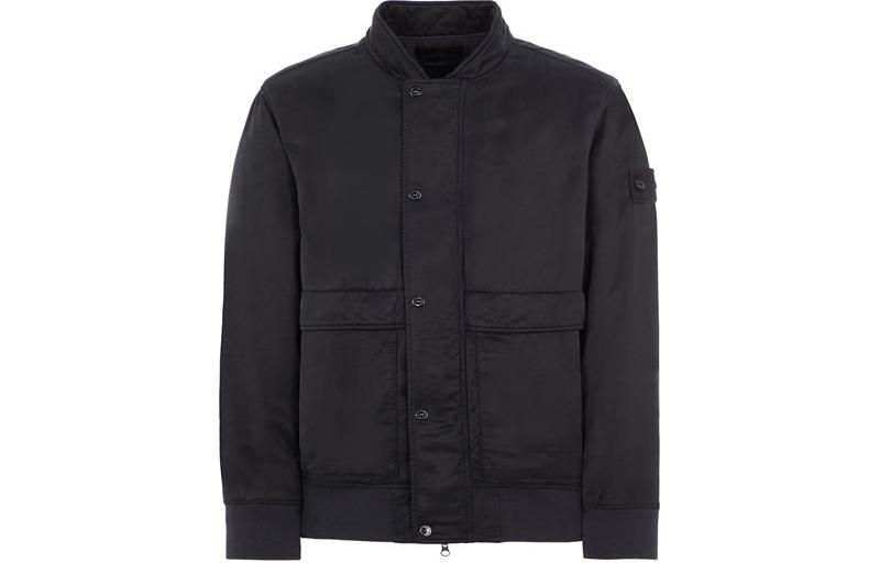 Stone Island Black Long-Sleeve Single-Breasted Collared Jacket 8015435F2-V0029