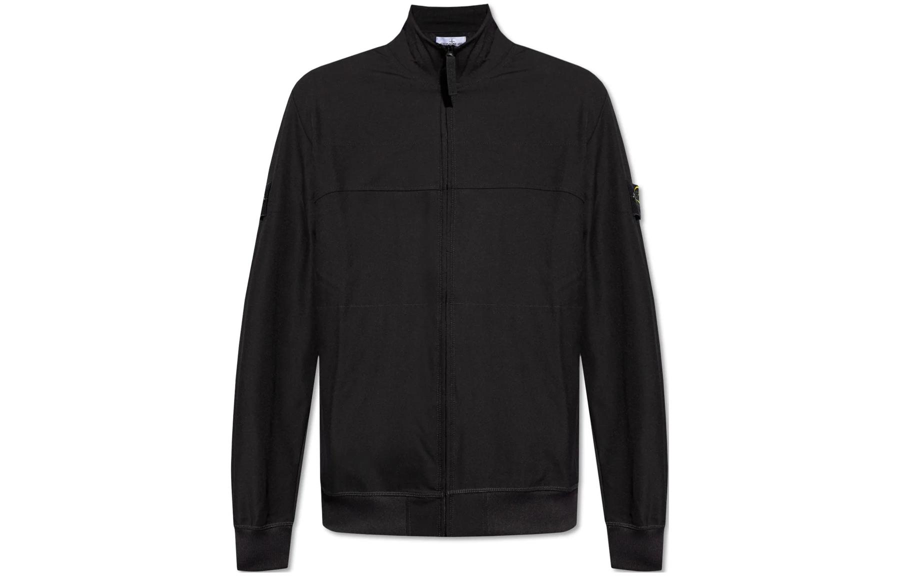 Stone Island Black Long Sleeve Jacket with Side Logo Badge for Men 8015621530-V0029