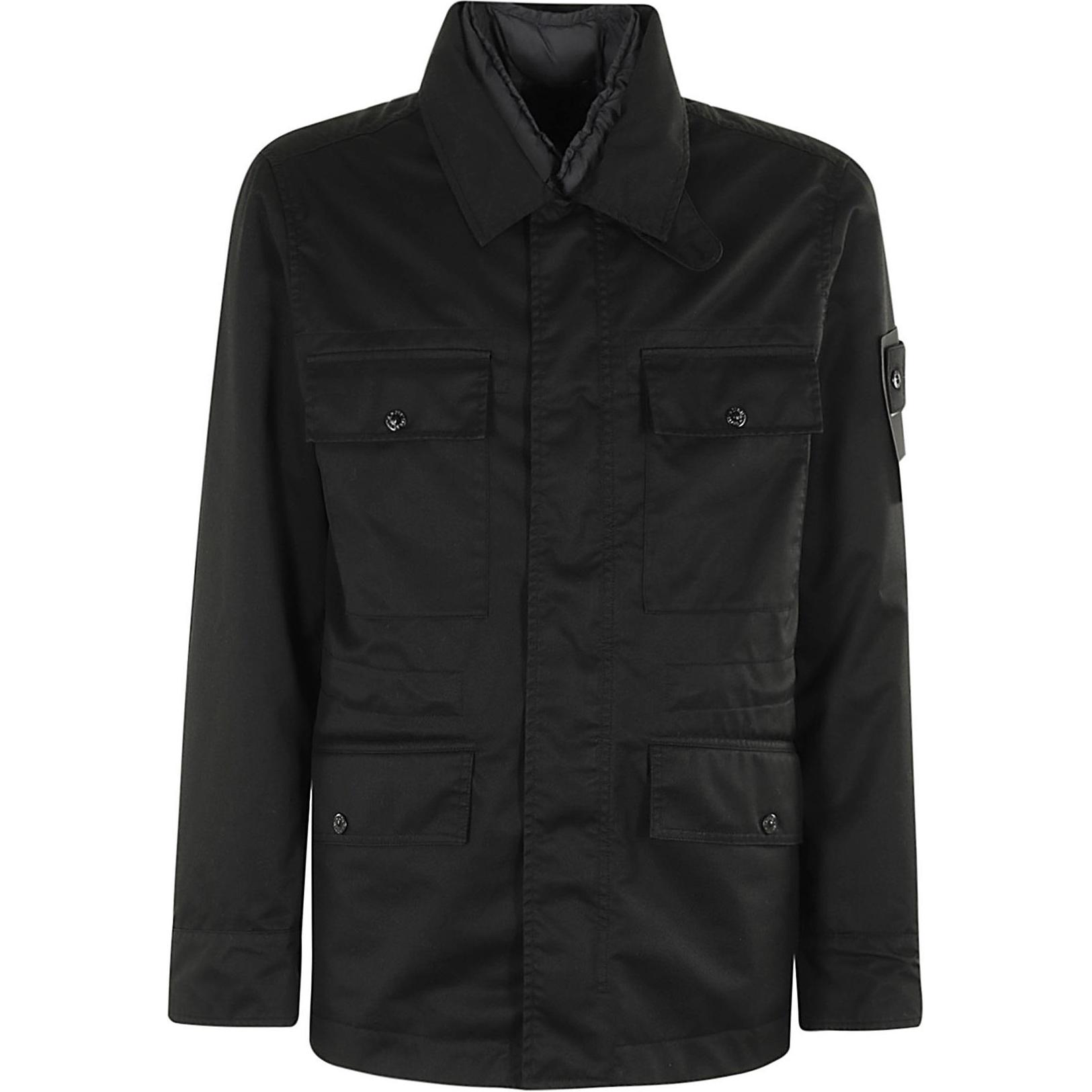 Stone Island Black Long Sleeve Zip-Up Jacket with Embroidered Logo for Men 8115451F2-V0029