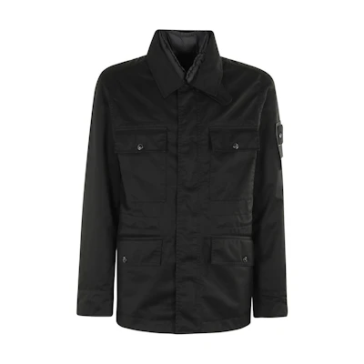 Stone Island Black Long Sleeve Zip-Up Jacket with Embroidered Logo for Men 8115451F2-V0029