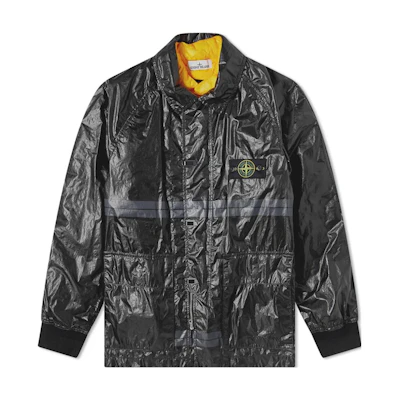 Stone Island Black Mid-Length Jacket with Letter Print for Men 7715444Q2-V0029