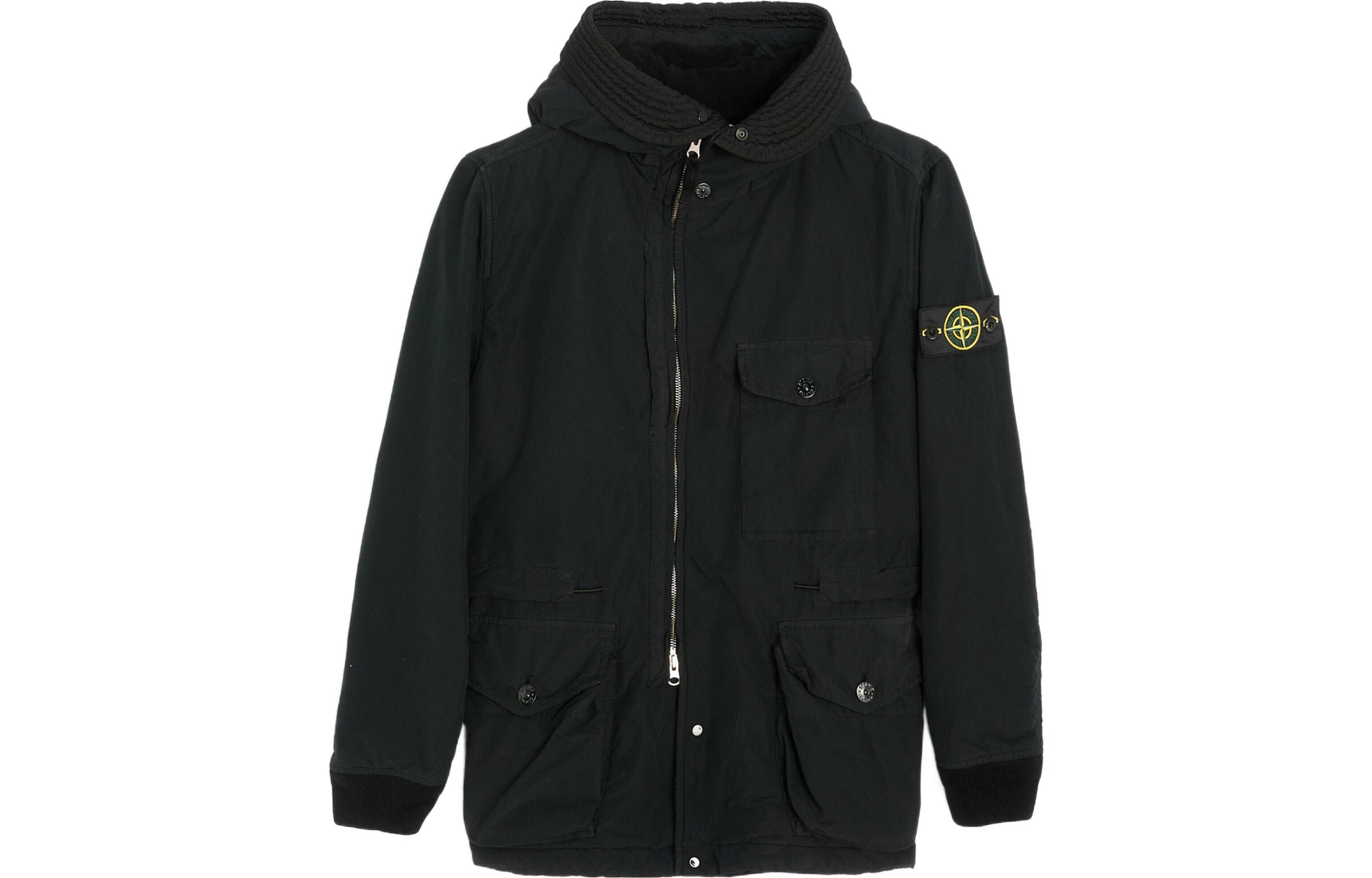 Stone Island Black Multi-Pocket Hooded Jacket 751541131-V0020