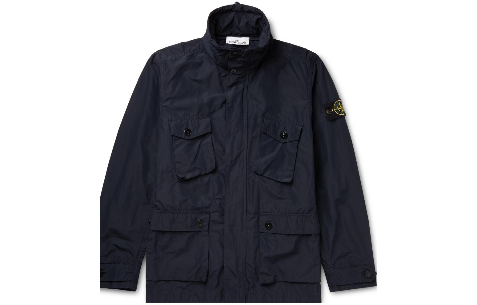 Stone Island Black Multi-Pocket Logo Patch Zip Jacket for Men 741540922-V0020