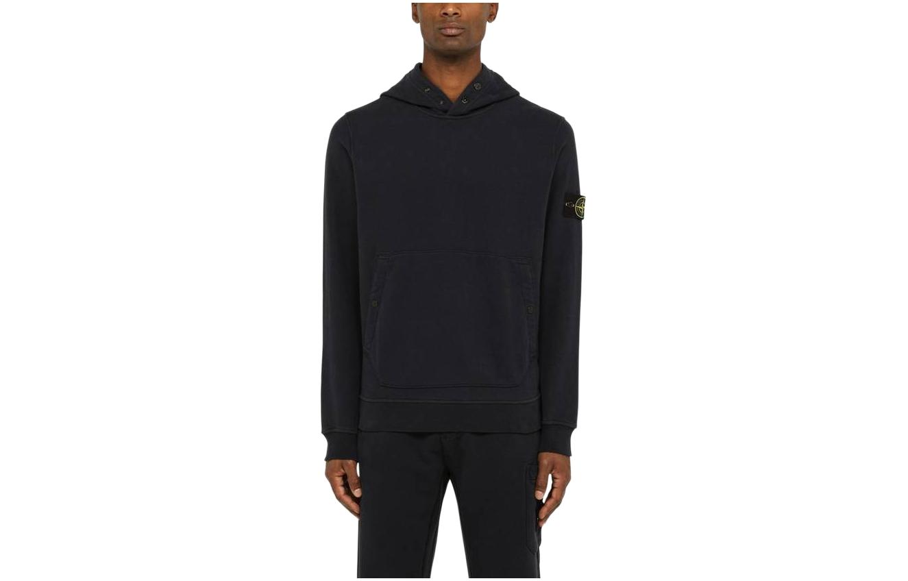 Stone Island Black Plain Hoodie with Logo 791561720-C0020