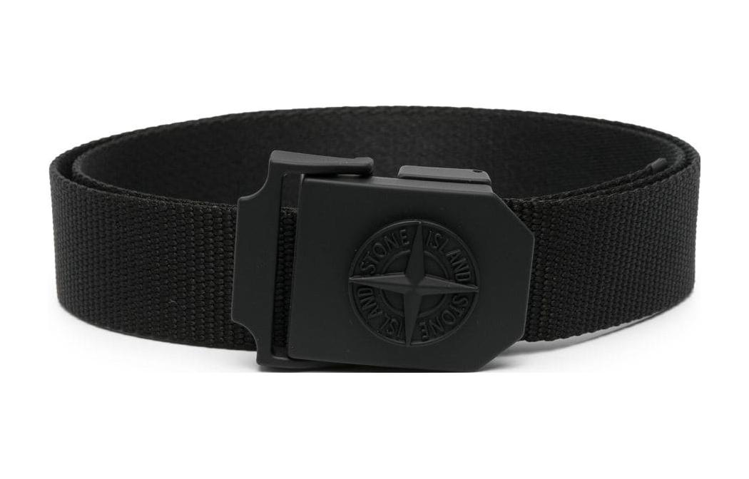 Stone Island Black Polyester Belt for Men - Solid Design, 3CM Wide. 791594071A0029