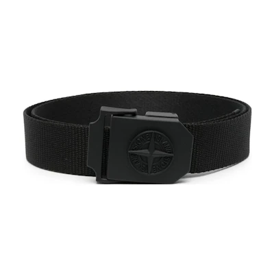 Stone Island Black Polyester Belt for Men - Solid Design, 3CM Wide. 791594071A0029