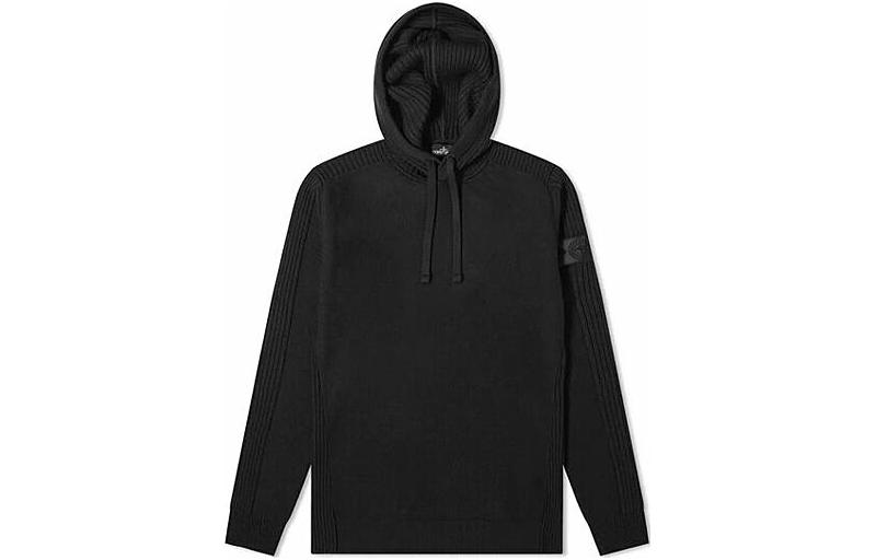 Stone Island Black Pullover Hoodie with Drawstring and Solid Color Design 7319511A5-V0029